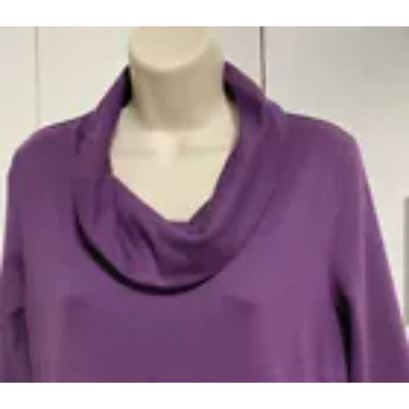 LANDS END Jersey Sweater Dress Purple Eggplant 3/4 Sleeve Medium Petite - Picture 3 of 13
